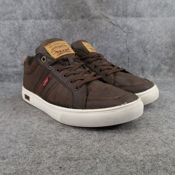 Levis Shoes Mens 10 Sneakers Casual Trainer Brown Lace Up Lifestyle Faux Leather - Picture 1 of 16